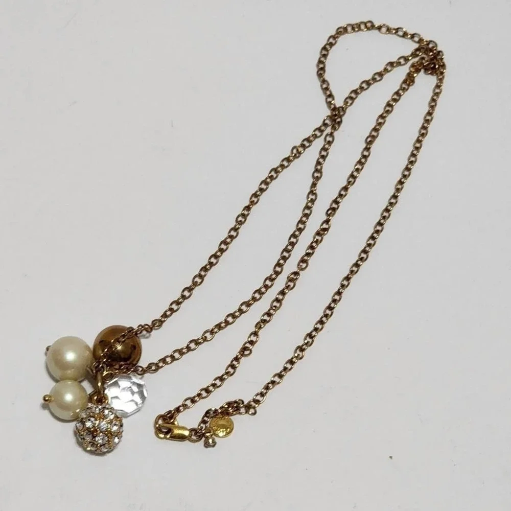 J. CREW gold, pearl, and jeweled‎ ball long necklace